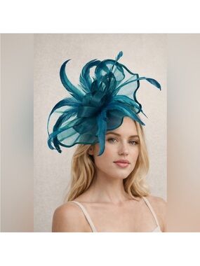 Teal Feather Fascinator | Kentucky Derby, Oaks, Formal Tea Church Hat Headpiece